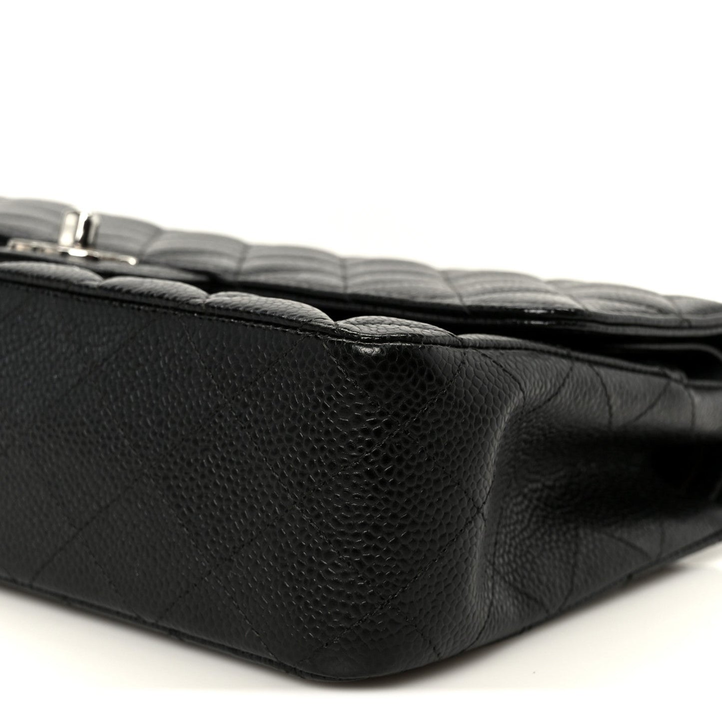 Caviar Quilted Medium Double Flap Black