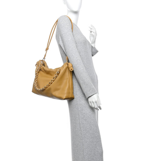 Mellow Nappa Donut Chain Large Flamenco Knot Clutch Sahara