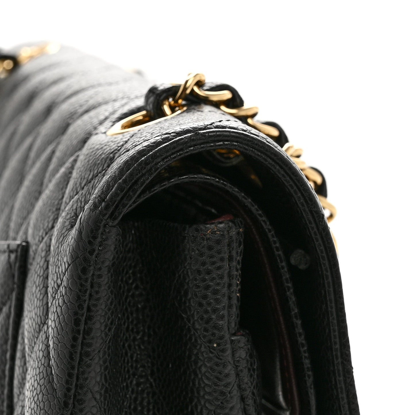 Caviar Quilted Medium Double Flap Black