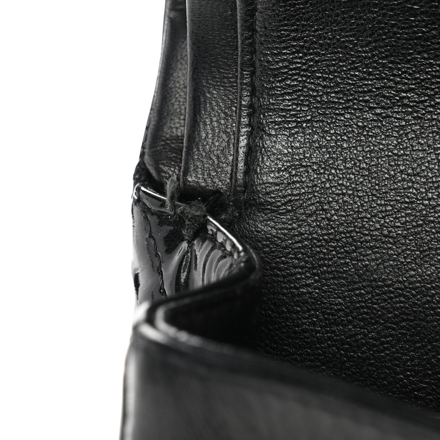Patent Quilted Medium Double Flap Black
