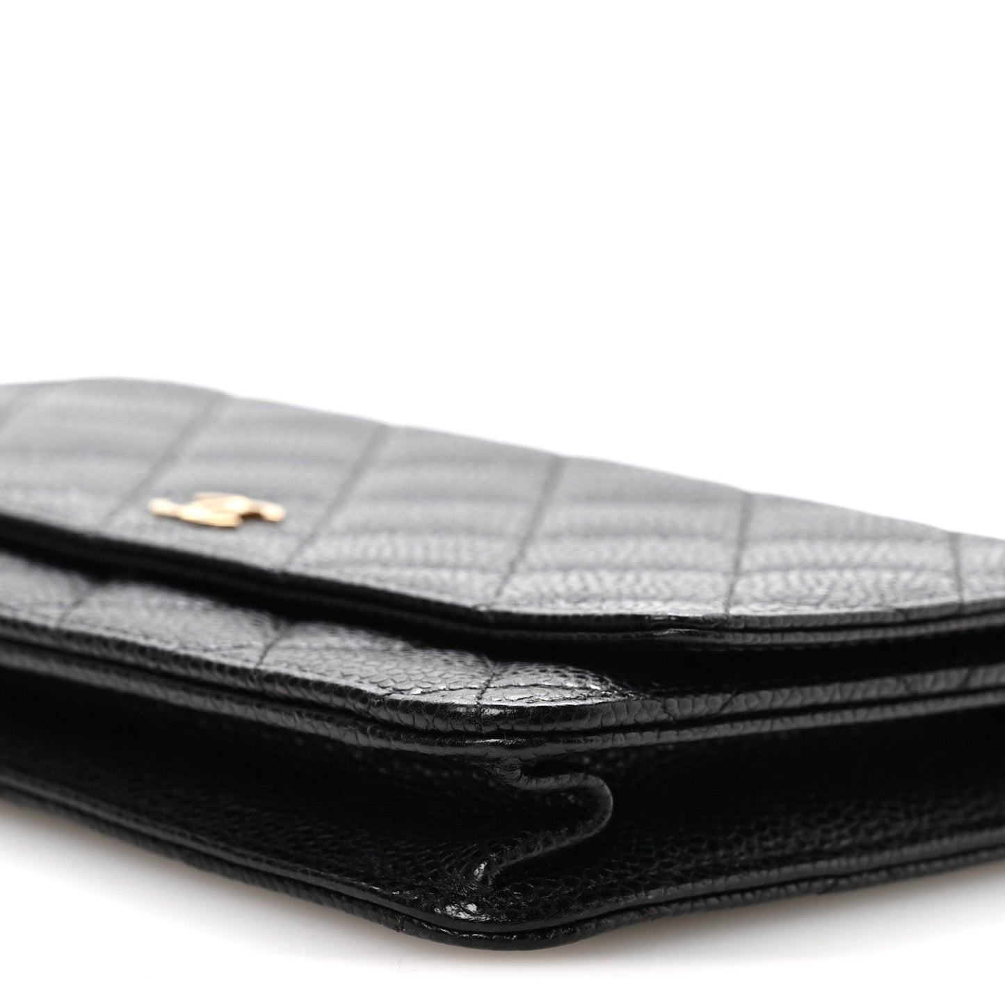 Caviar Quilted Wallet on Chain WOC Black