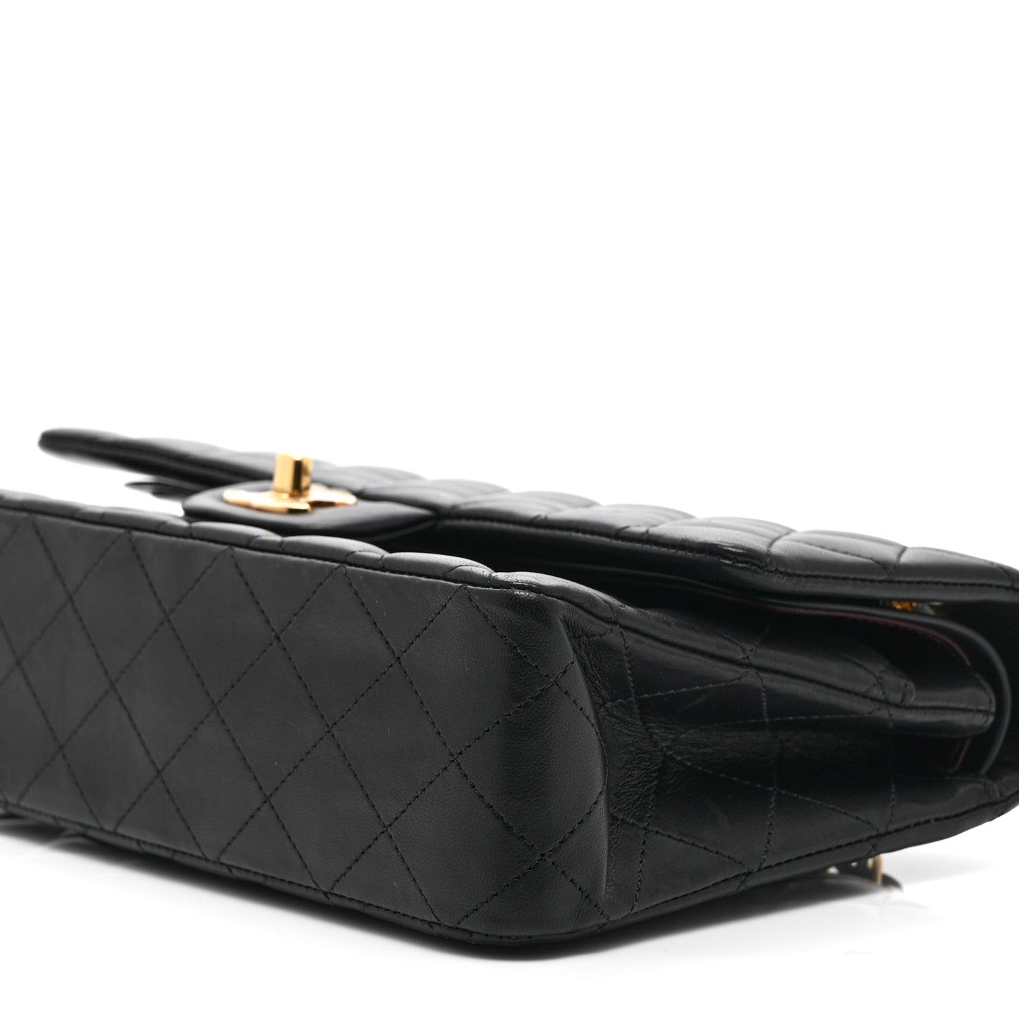 Lambskin Quilted Medium Double Flap Black