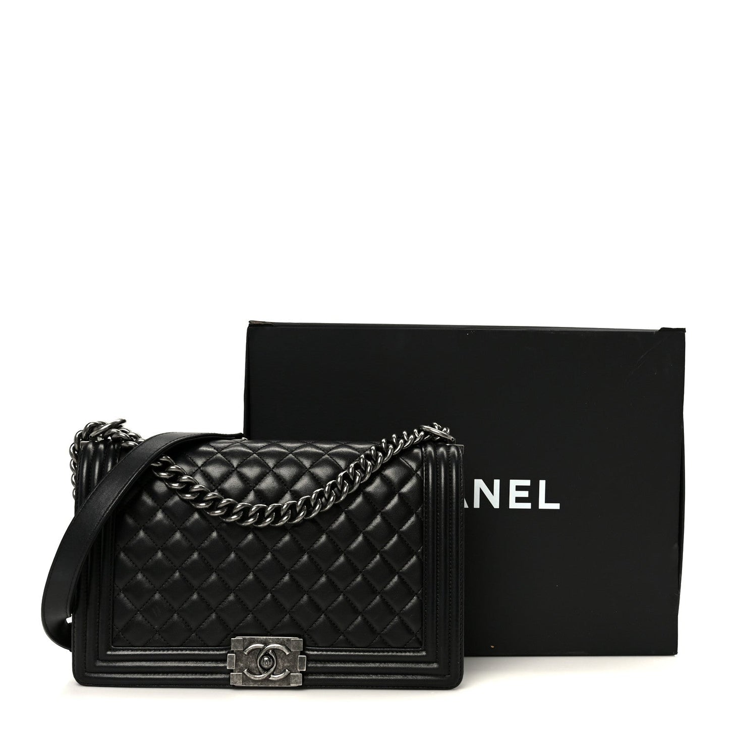 Calfskin Quilted Medium Boy Flap Black