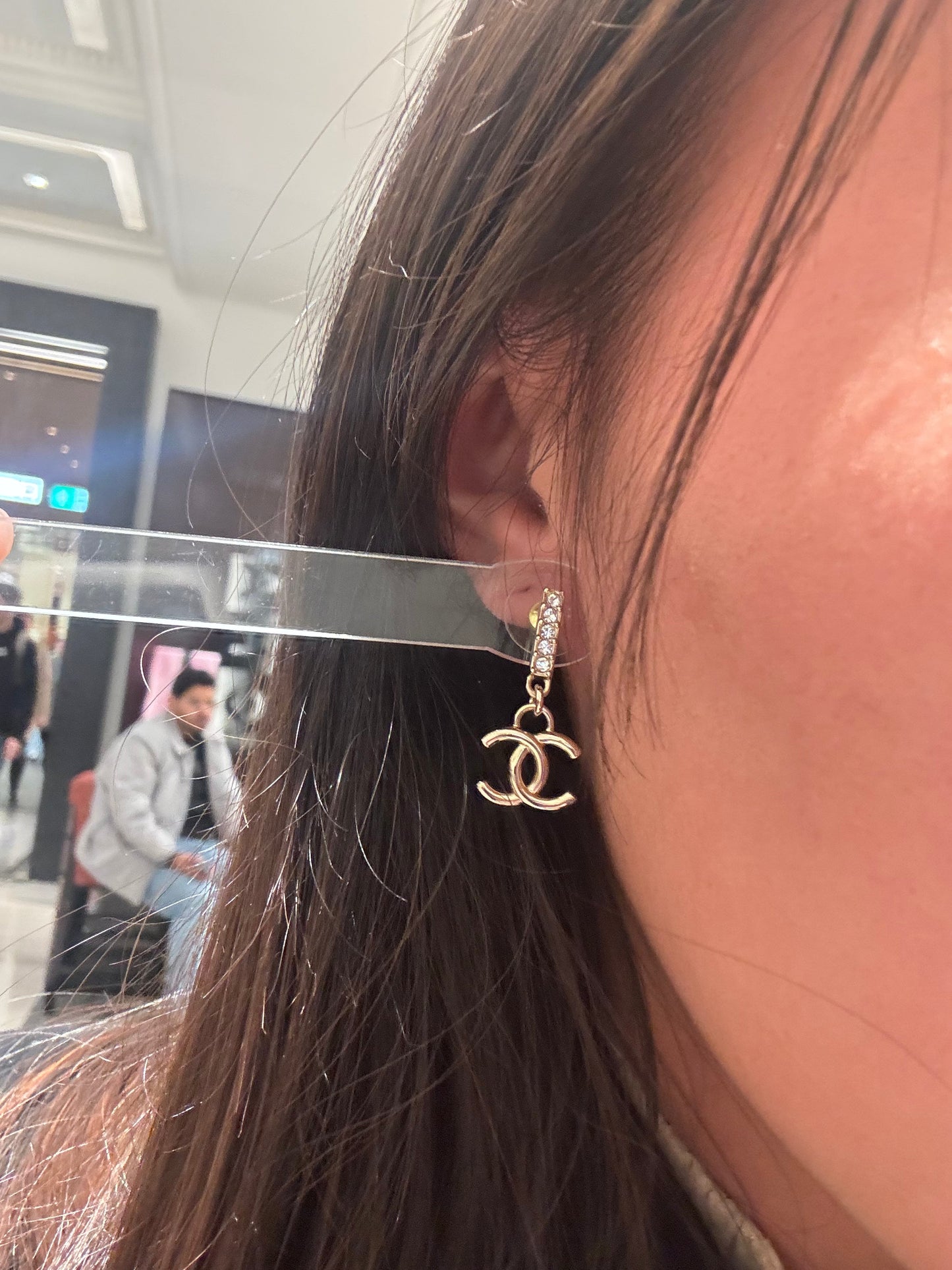 CHANEL CC Drop Earrings(Pale Gold)