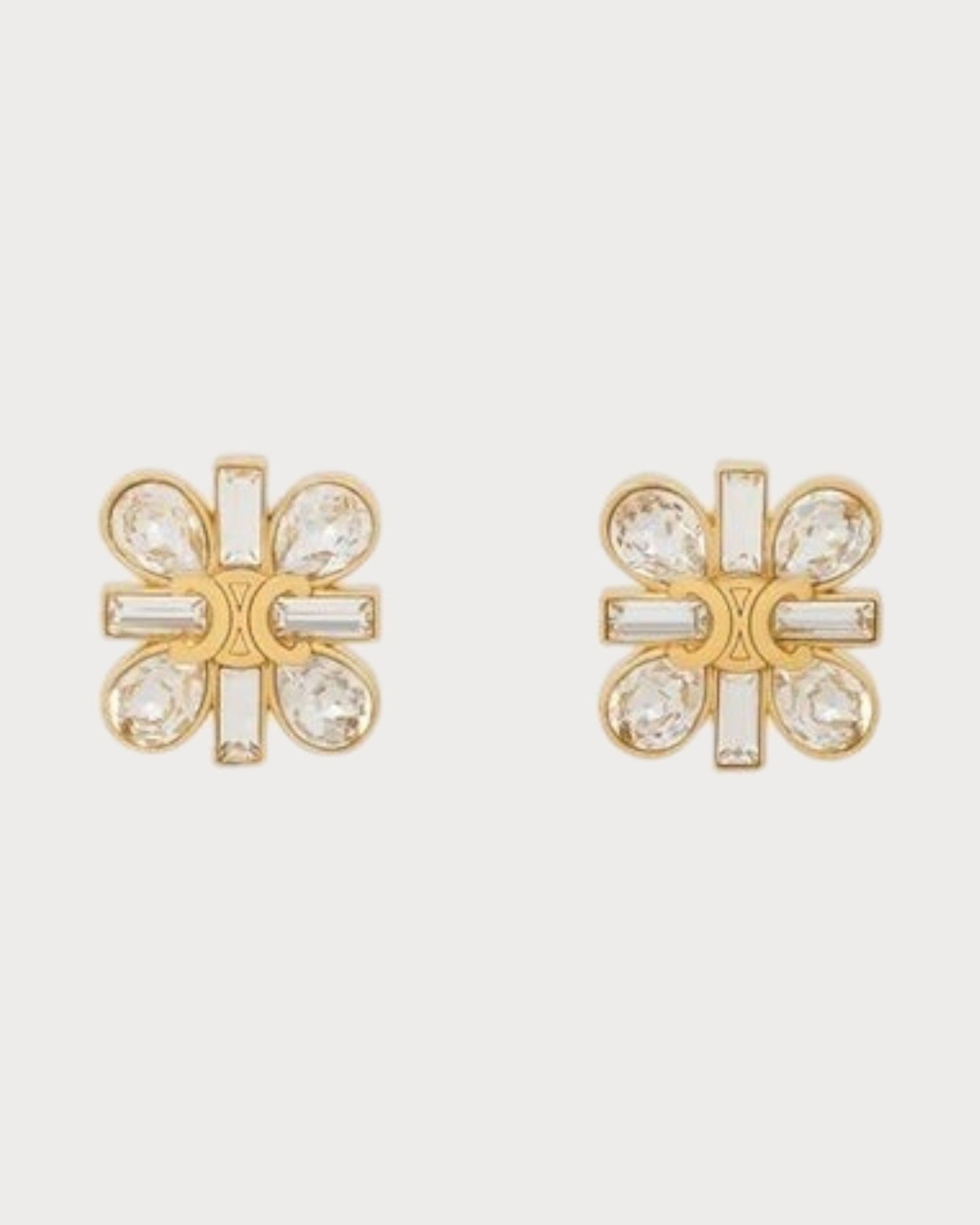 CELINE Daisy Earrings Strass & Brass with Gold Finish(Gold)