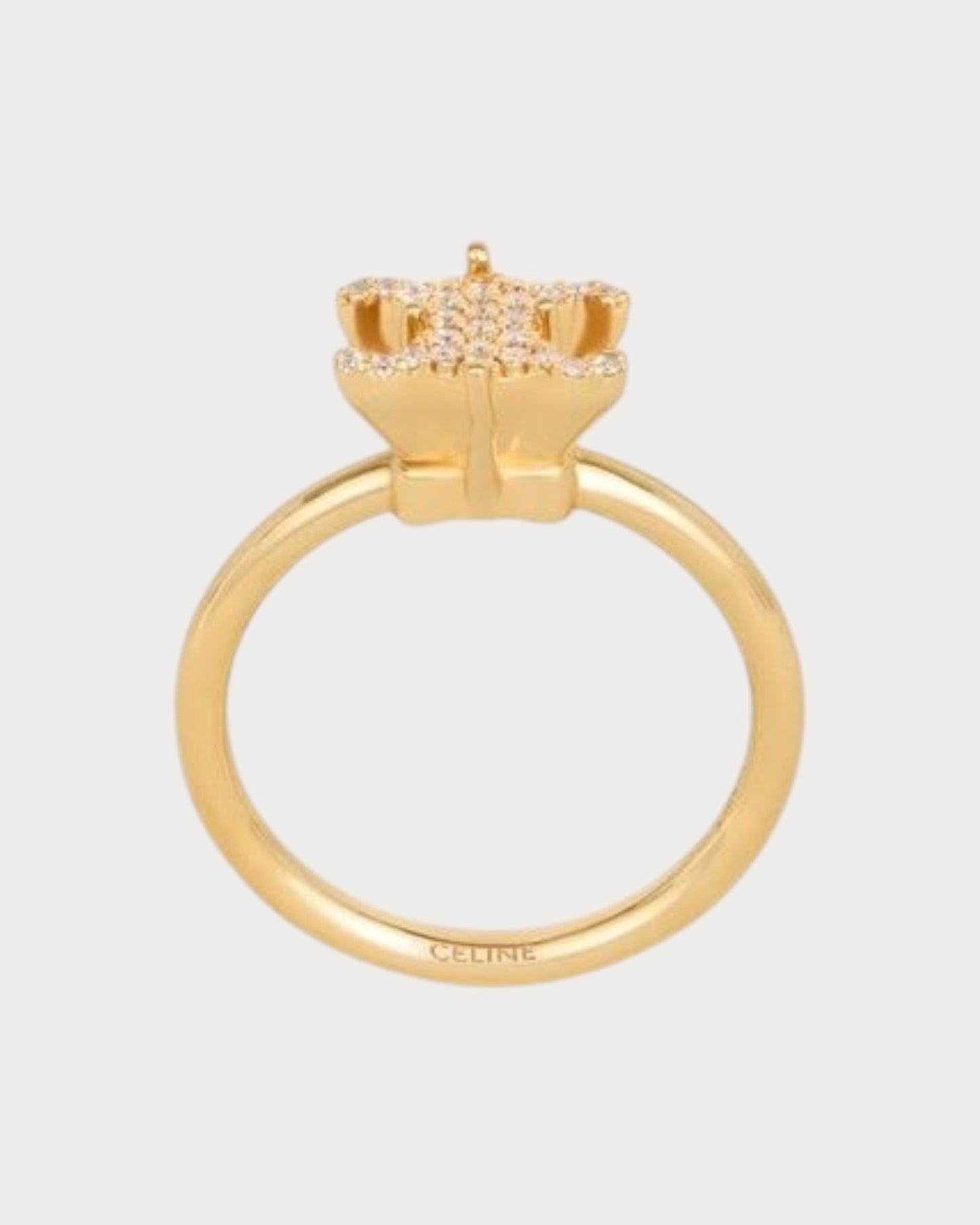 CELINE Triomphe Solitaire Sparkle Ring Strass & Brass with Gold Finish(3 Colors)