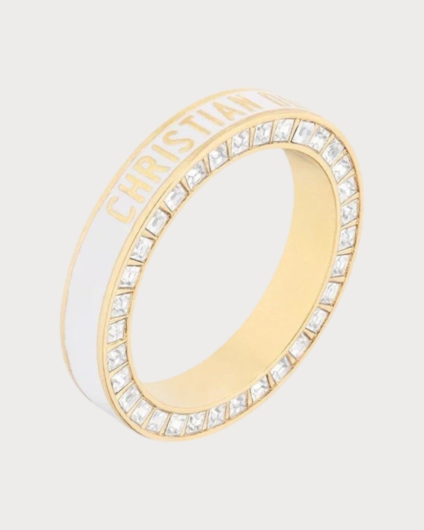 CHRISTIAN DIOR Dior Night Code Ring Gold-Finish Metal with White Crystals(2 Colors)