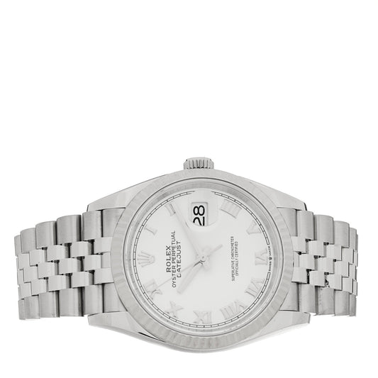 Stainless Steel 18K White Gold 36mm Oyster Perpetual Datejust Watch White Roman 126234