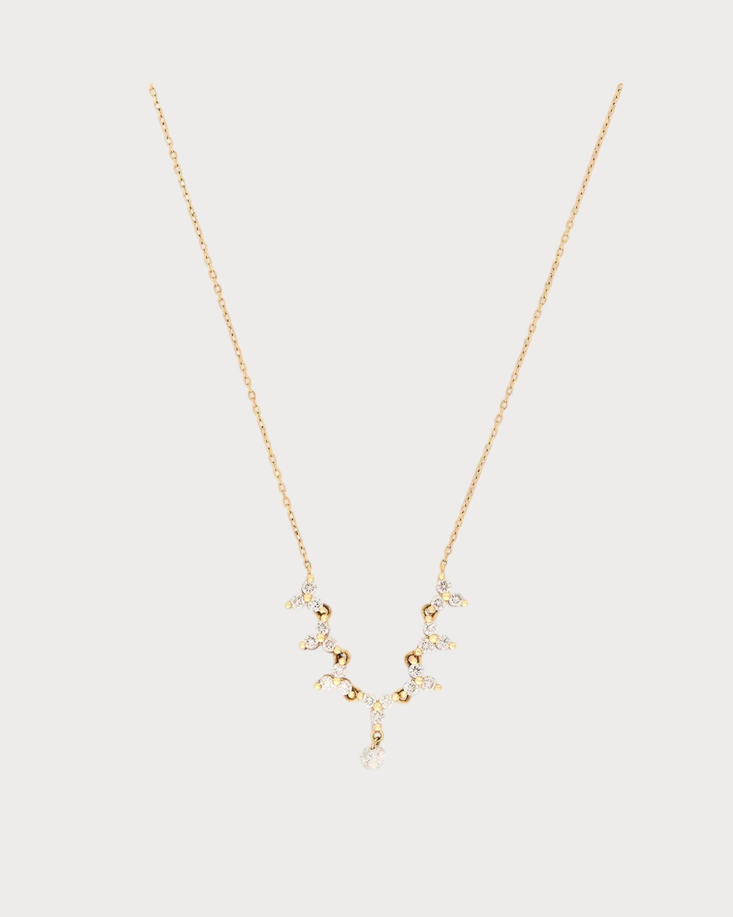 PERSEE Yellow Gold and Diamond Triangle Tennis Necklace(Yellow Gold)