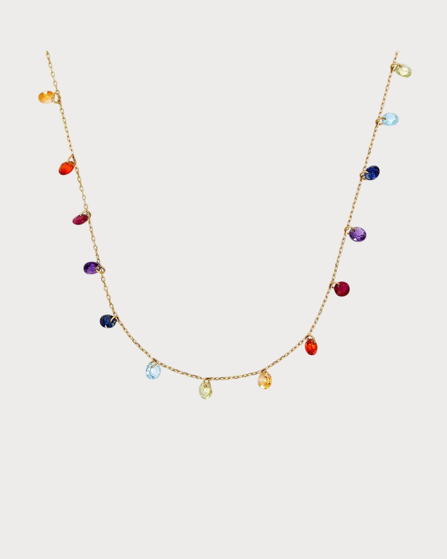PERSEE Yellow Gold and Multicoloured Stone Chakras Necklace(Yellow Gold)