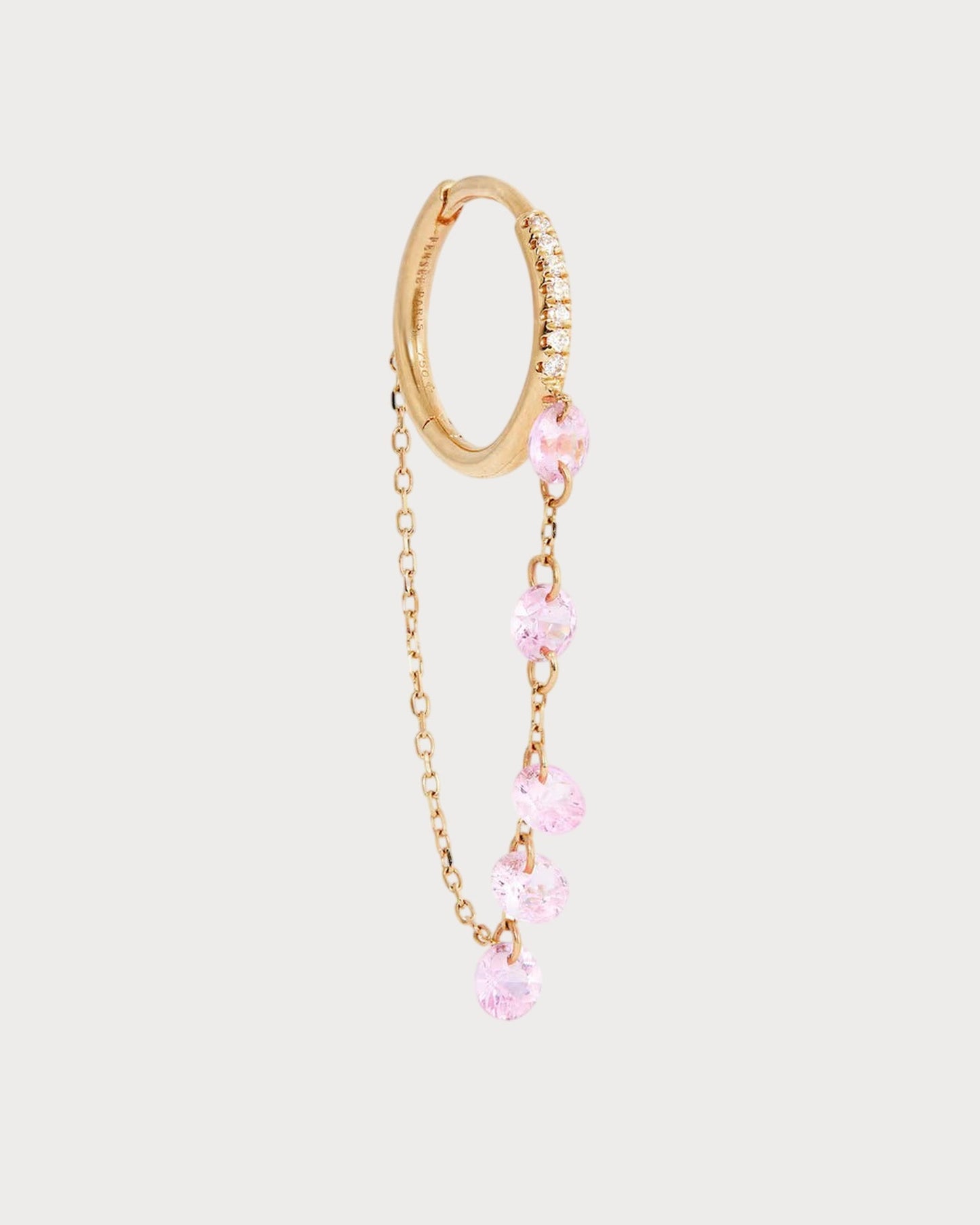 PERSEE Yellow Gold, Diamond and Sapphire Danae Single Earring(Pink)