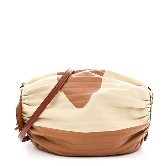 X HOWLS MOVING CASTLE Lambskin Pleated Heen Bracelet Pouch Shoulder Bag Rust