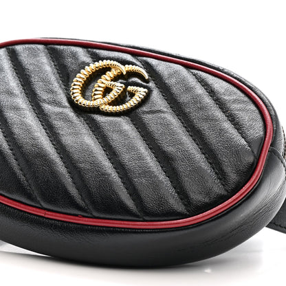 Azalea Calfskin Matelasse Diagonal Torchon GG Marmont Belt Bag 85 34 Black Romantic Cerise