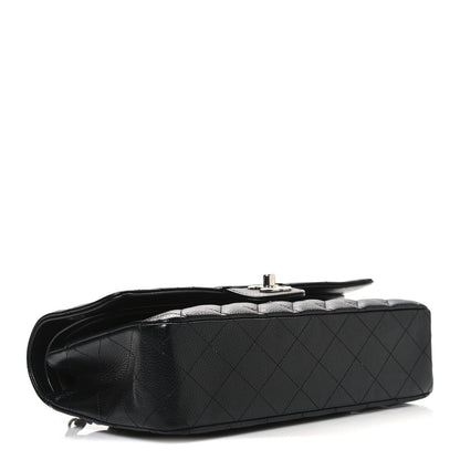 Caviar Quilted Medium Double Flap Black