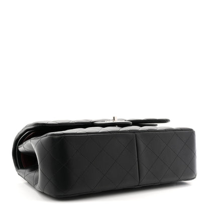 Lambskin Quilted Jumbo Double Flap Black
