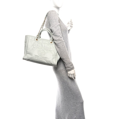 Calfskin Small Deauville Tote Light Grey
