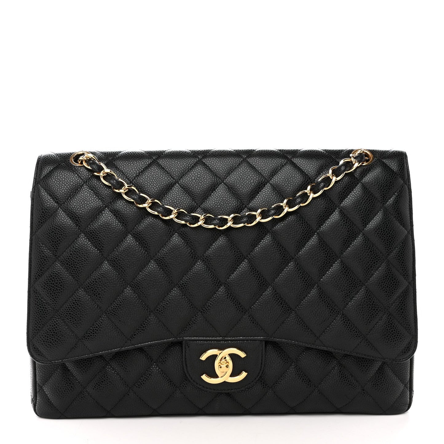 Caviar Quilted Maxi Double Flap Black