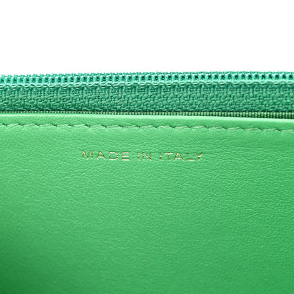Shiny Goatskin Quilted Chanel 19 Wallet On Chain WOC Green