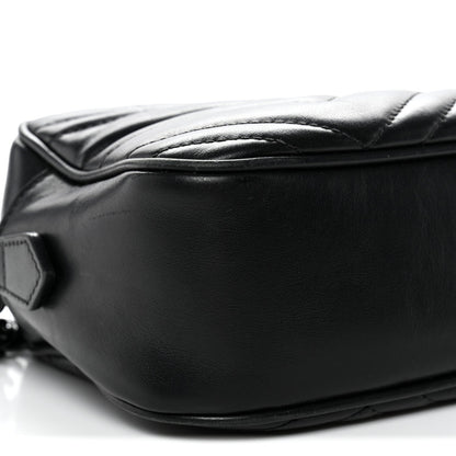 Calfskin Matelasse Monochrome Small GG Marmont Chain Shoulder Bag Black