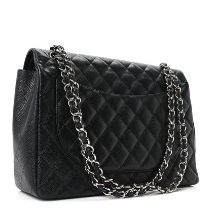 Caviar Quilted Maxi Double Flap Black