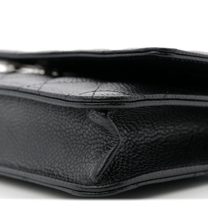 Caviar Quilted Wallet on Chain WOC Black