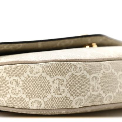 GG Supreme Monogram Textured Dollar Calfskin Web Mini Ophidia Envelope Shoulder Bag Beige Mystic White Oatmeal
