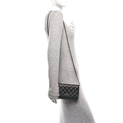 Caviar Quilted Wallet on Chain WOC Black