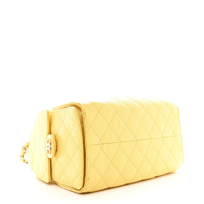 Caviar Quilted Small Chanel 25 Handbag Light Yellow