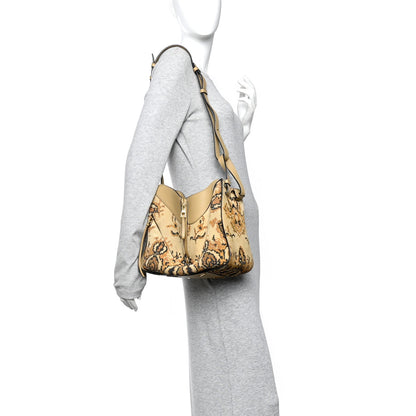 Suede Tapestry Small Hammock Shoulder Bag Multicolor