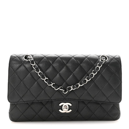 Caviar Quilted Medium Double Flap Black