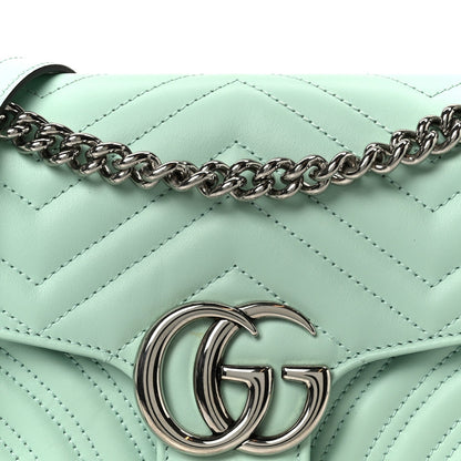 Calfskin Matelasse Small GG Marmont Shoulder Bag Water Green