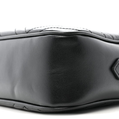 Calfskin Matelasse Monochrome Small GG Marmont Chain Shoulder Bag Black