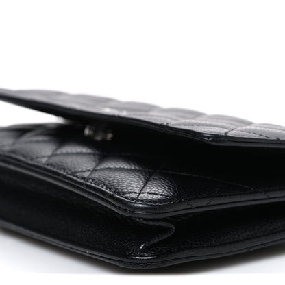 Caviar Quilted Wallet on Chain WOC Black