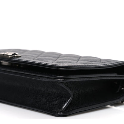 Caviar Quilted Boy Wallet On Chain WOC Black