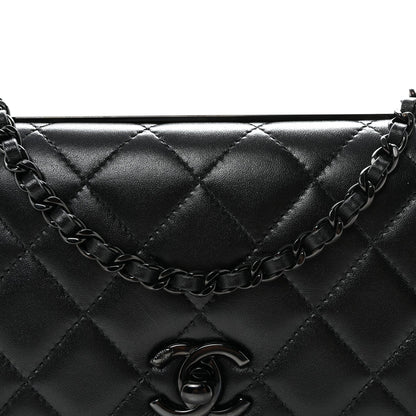 Lambskin Quilted Trendy CC Wallet On Chain WOC So Black