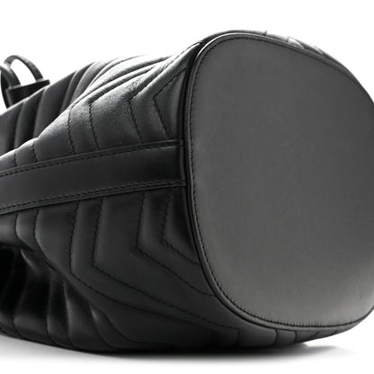 Calfskin Matelasse Sylvie Web GG Marmont Bucket Bag Black