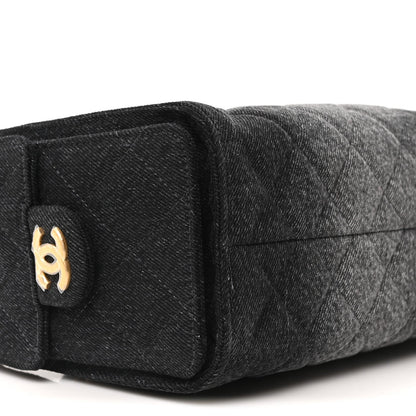 Washed Denim Quilted Mini Chanel 25 Handbag Black