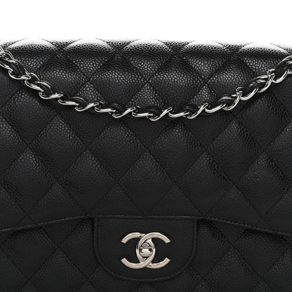 Caviar Quilted Jumbo Double Flap Black