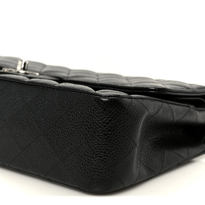 Caviar Quilted Medium Double Flap Black