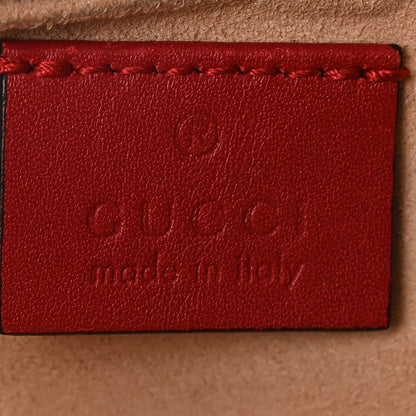 Calfskin Matelasse Super Mini GG Marmont Shoulder Bag Hibiscus Red
