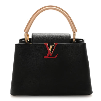 Taurillon Capucines MM Black Beige Red