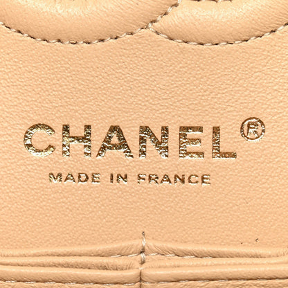 Caviar Quilted Small Double Flap Beige