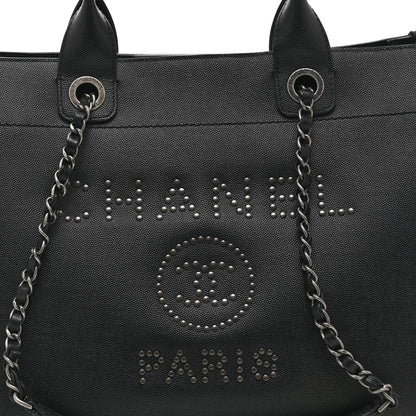 Caviar Small Studded Deauville Tote Black