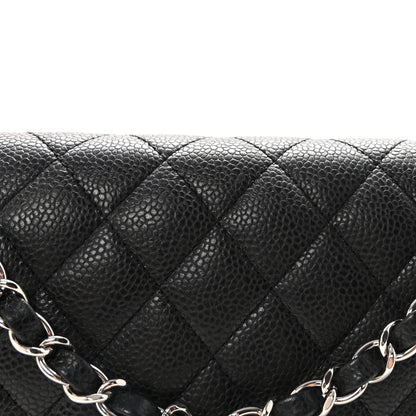 Caviar Quilted Medium Double Flap Black