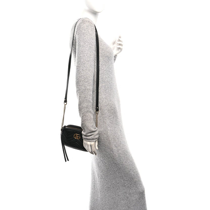 Calfskin Matelasse Mini GG Marmont Chain Shoulder Bag Black