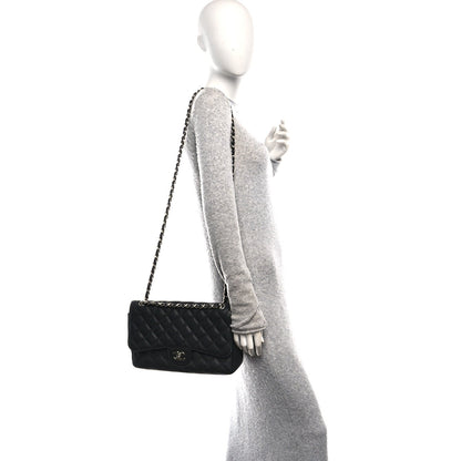Caviar Quilted Jumbo Double Flap Black
