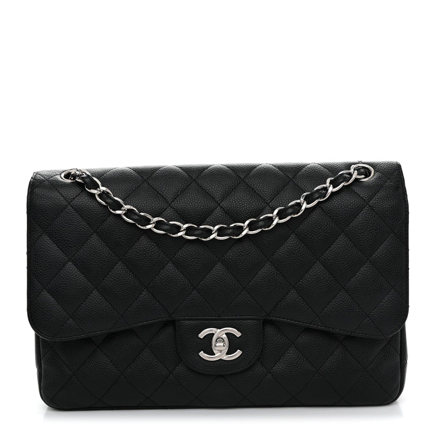 Caviar Quilted Jumbo Double Flap Black
