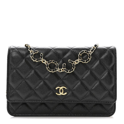 Caviar Quilted Miss Coco Wallet On Chain WOC Black