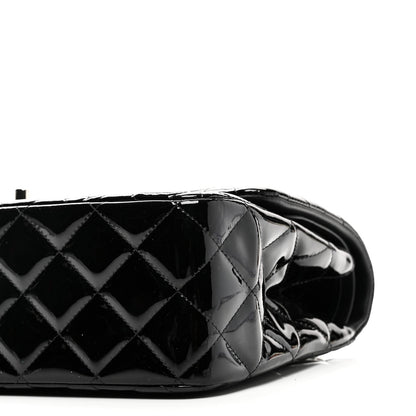 Patent Quilted Jumbo Double Flap Black