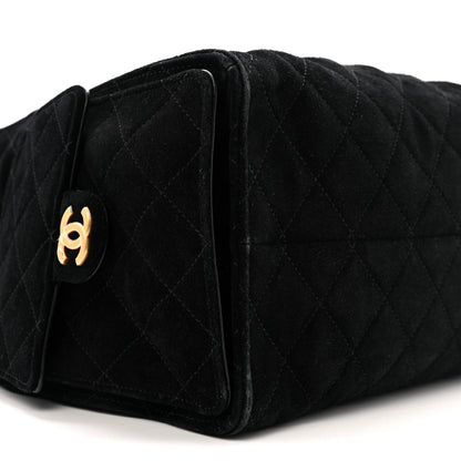 Suede Quilted Medium Chanel 25 Handbag Black